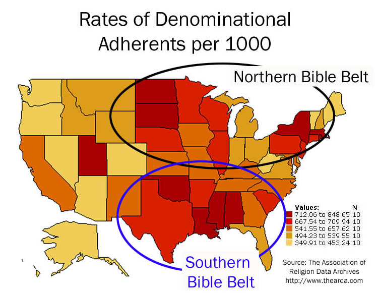 what states are in the bible belt