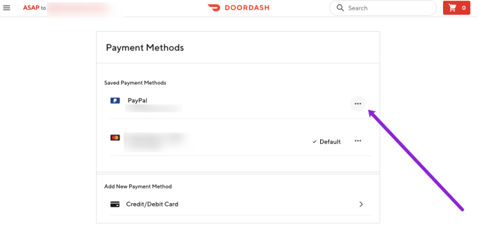 how to delete card from doordash