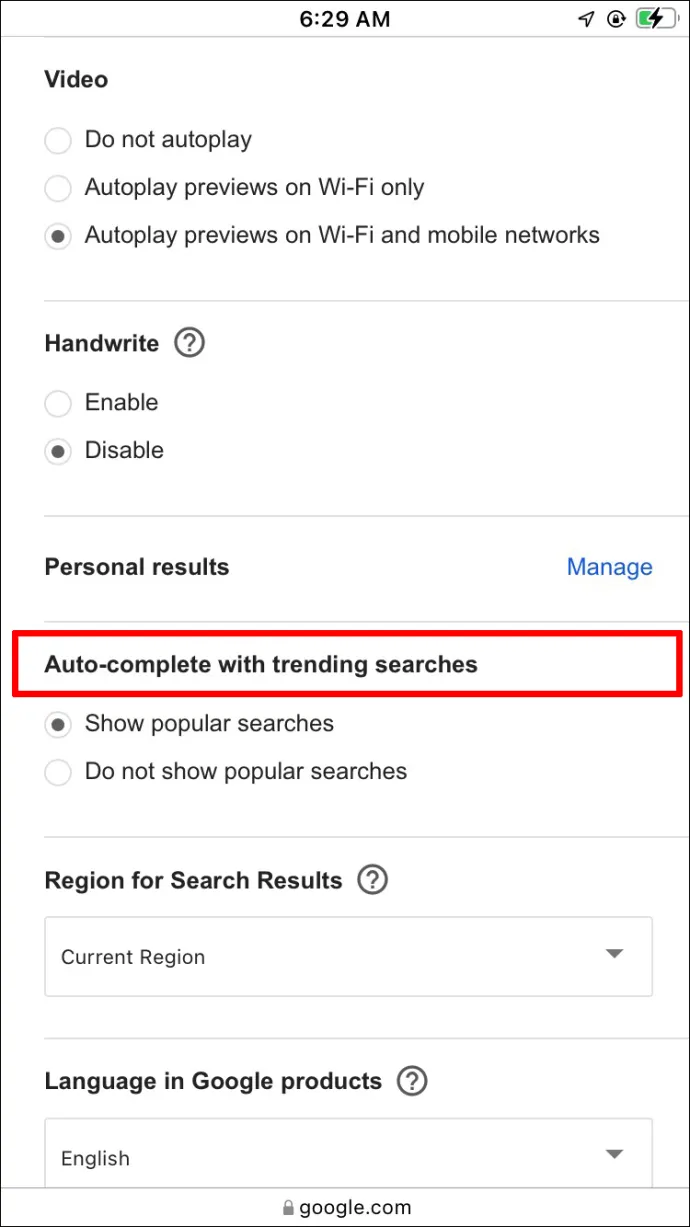 how to get rid of trending searches