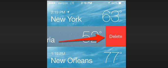 how to delete city from weather app