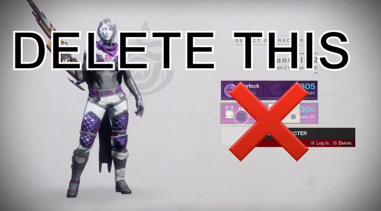 how to delete a character in destiny