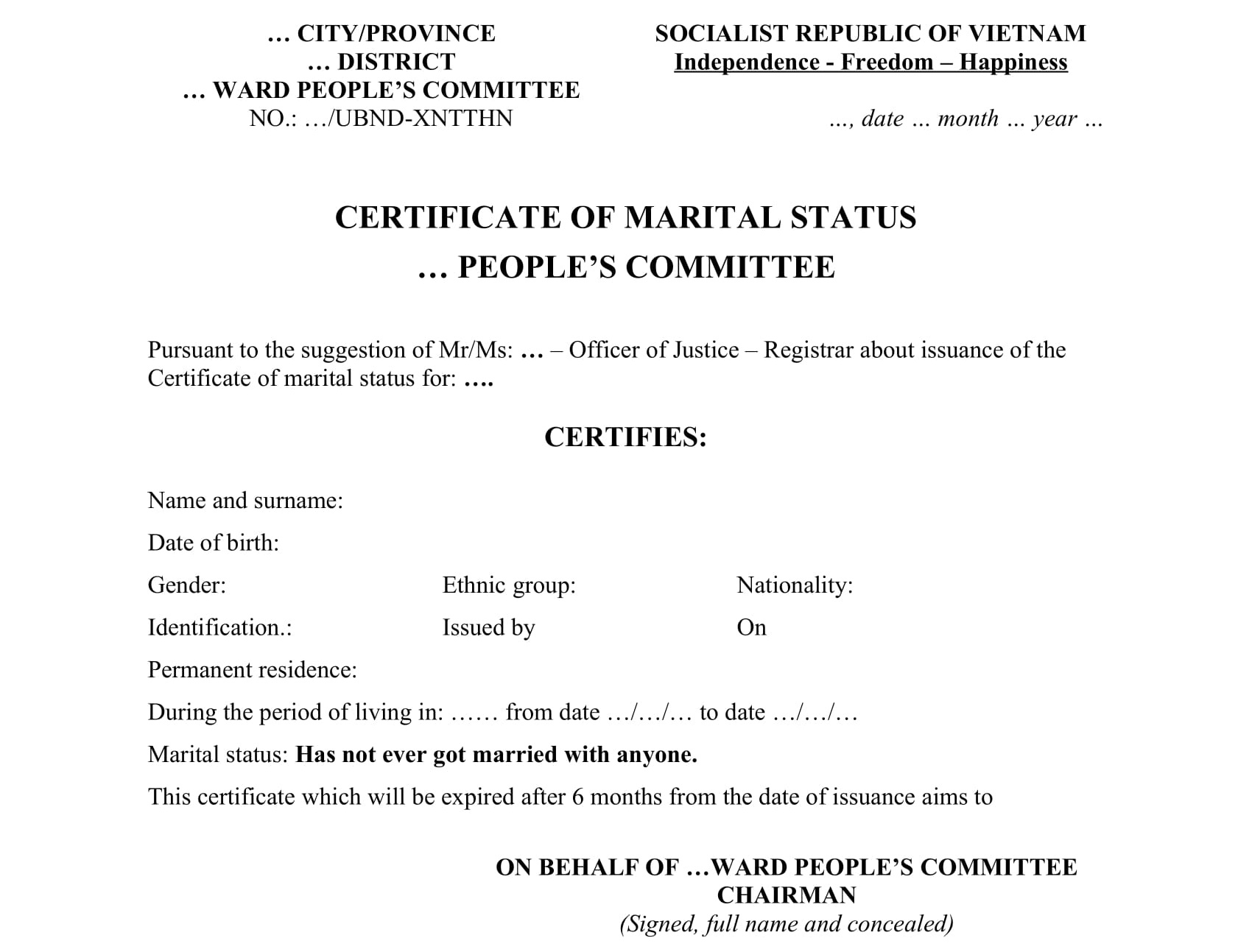 English Marriage Status Certificate An Essential Document for