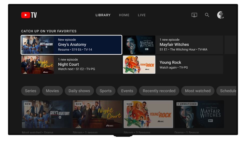 how to delete shows from youtube tv library