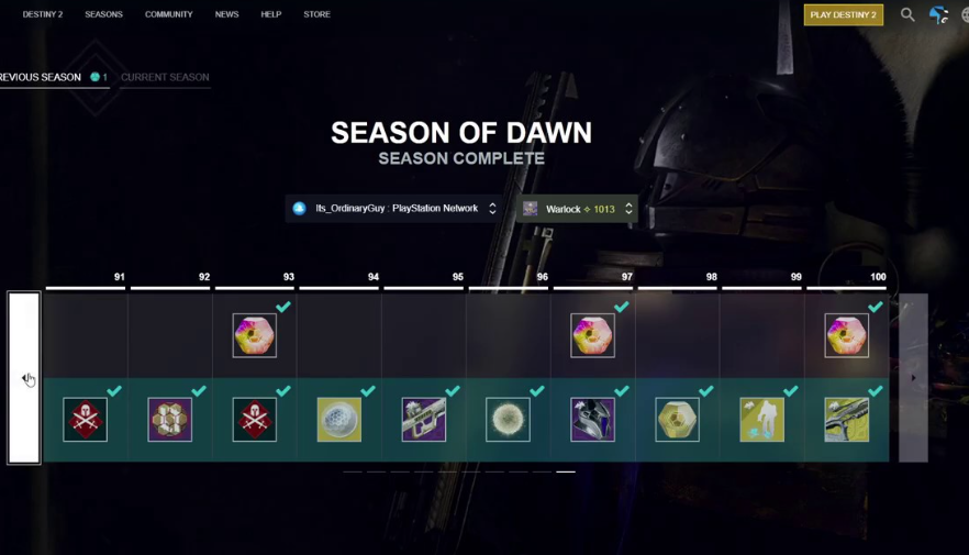 destiny 2 previous season rewards