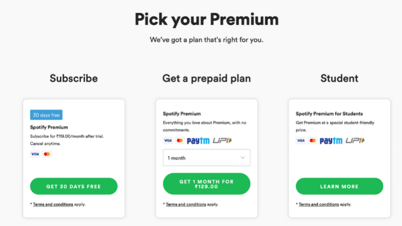 spotify payment method