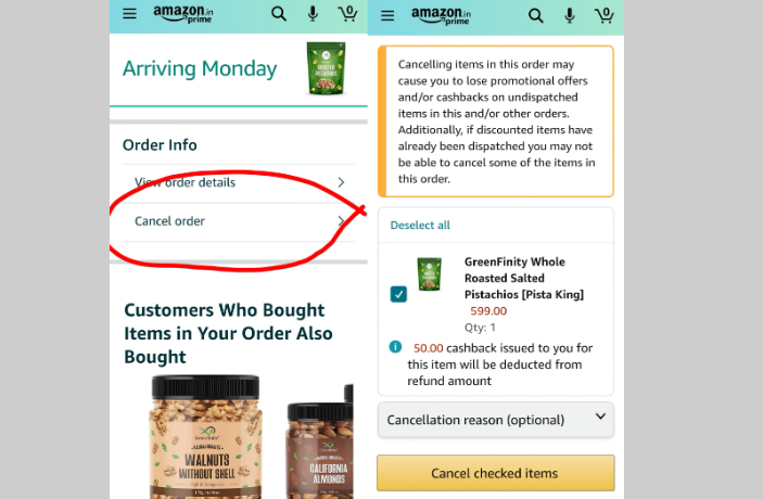 how to uncancel an order on amazon