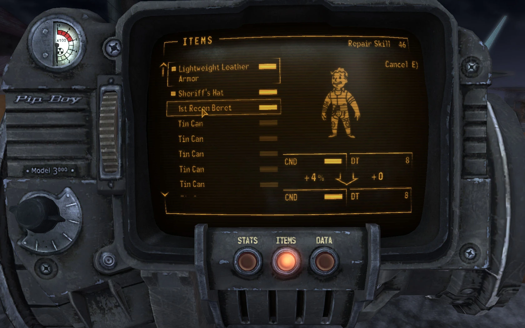 new vegas repair armor