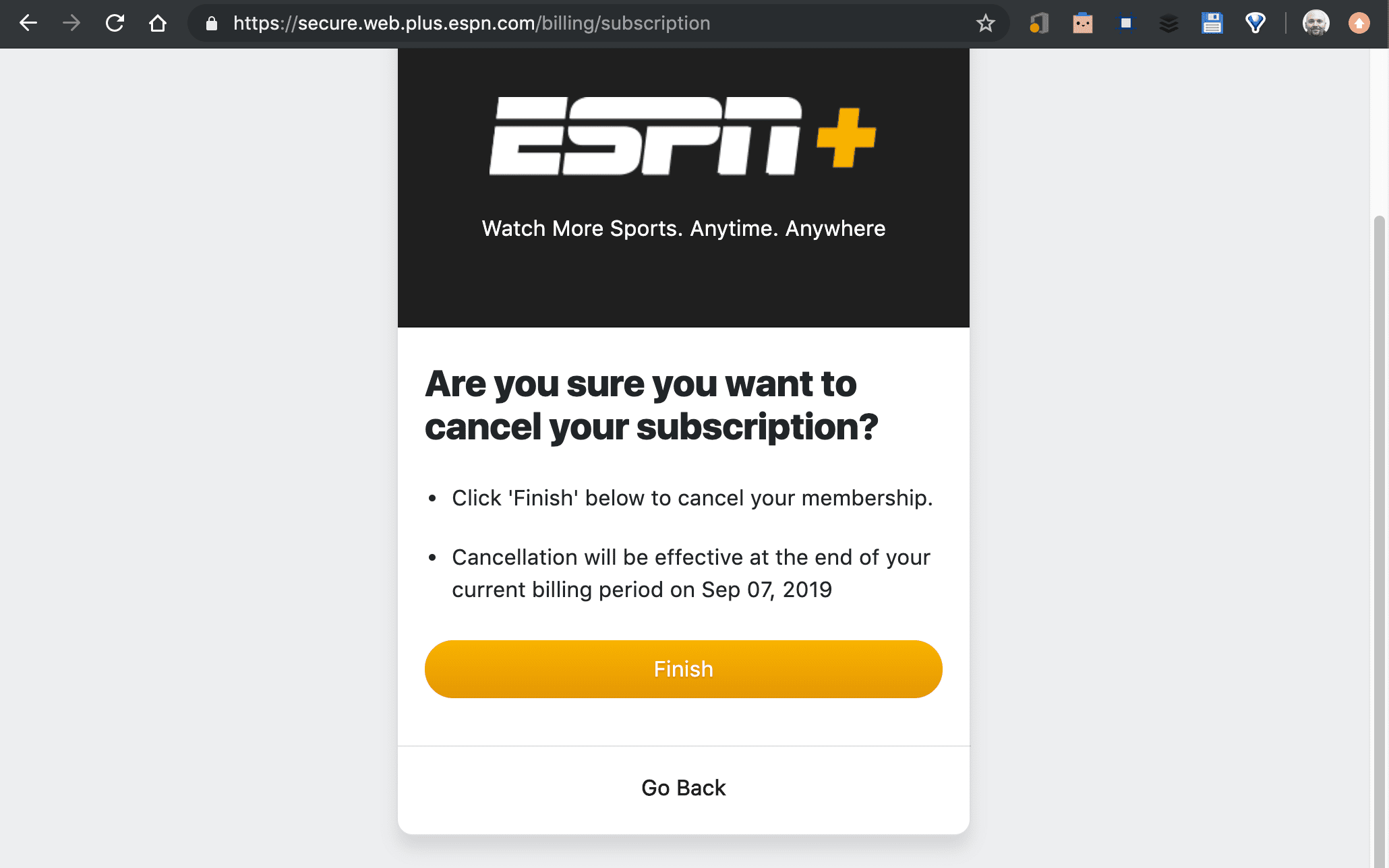 cancel espn plus subscription