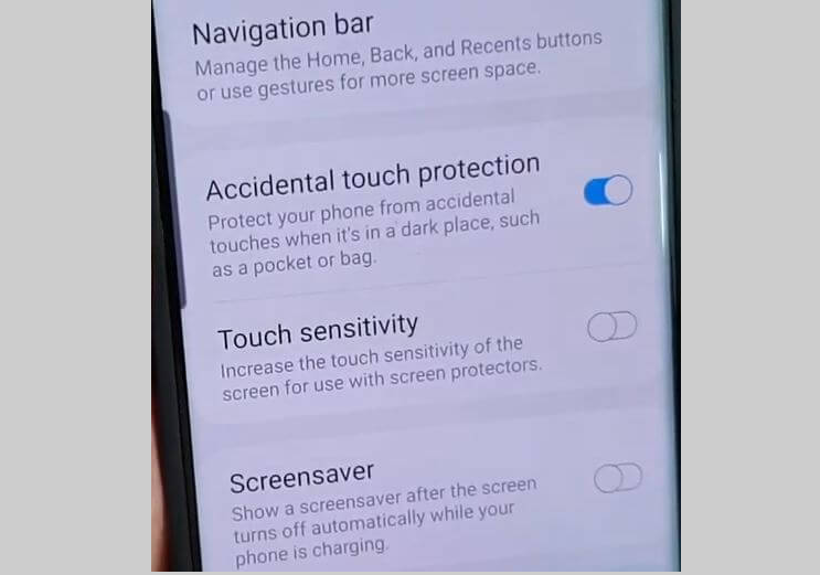 how to turn off accidental touch