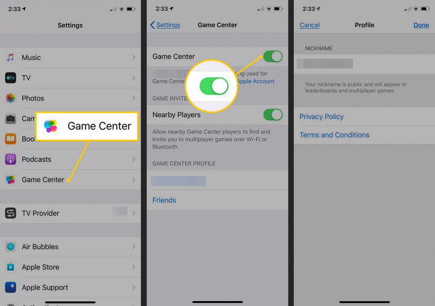 how to disconnect a game from game center