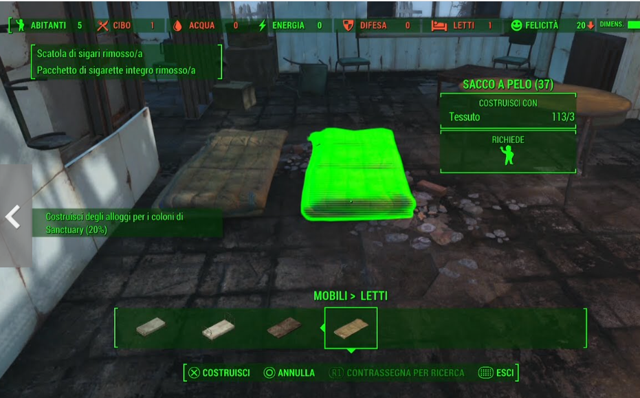 fallout 4 how to make a bed