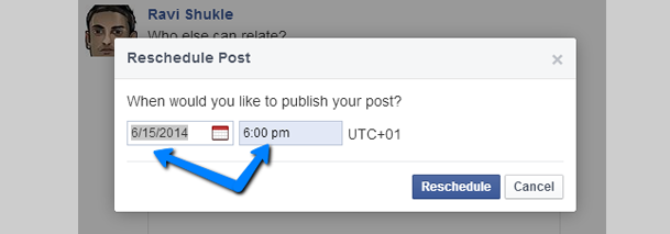 how to change the time of an event on facebook