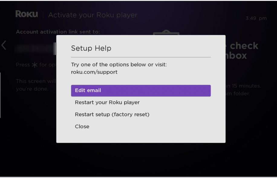 how to change email on roku tv