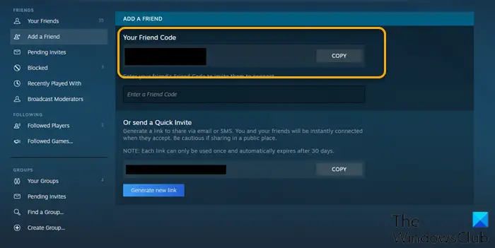 how to find steam friend code