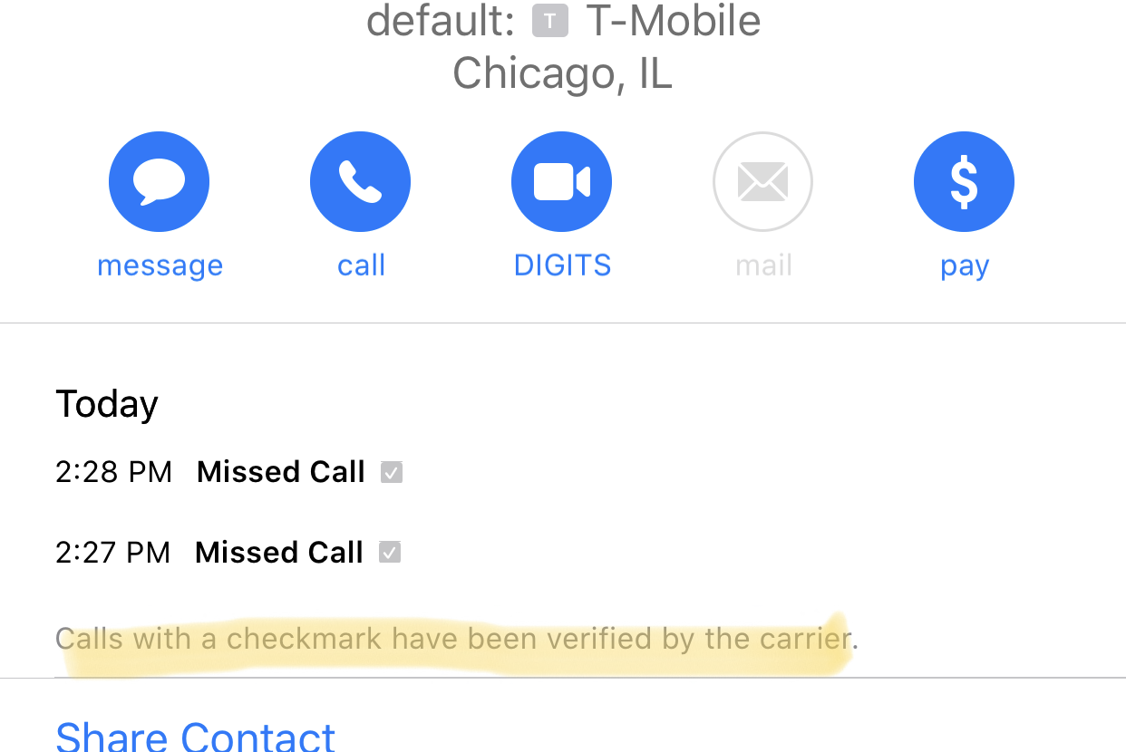 what does verified by the carrier mean on iphone