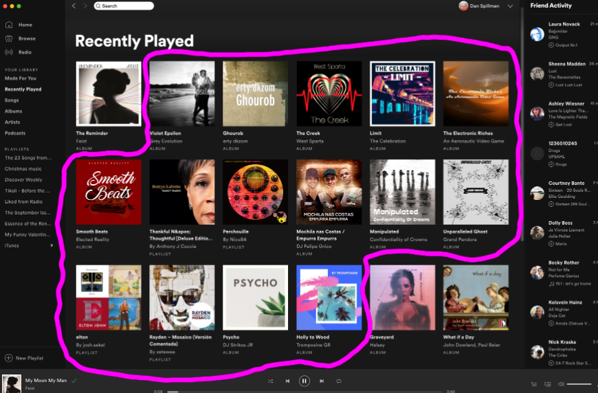 how to see recently played songs on spotify