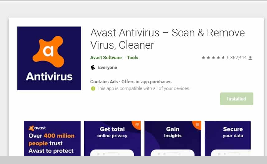 remove avast from android phone