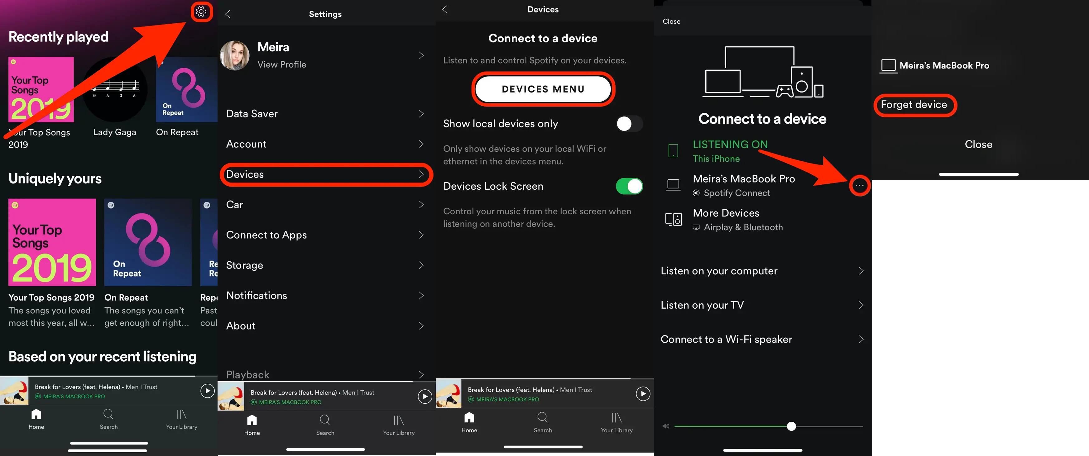 how to remove devices from spotify