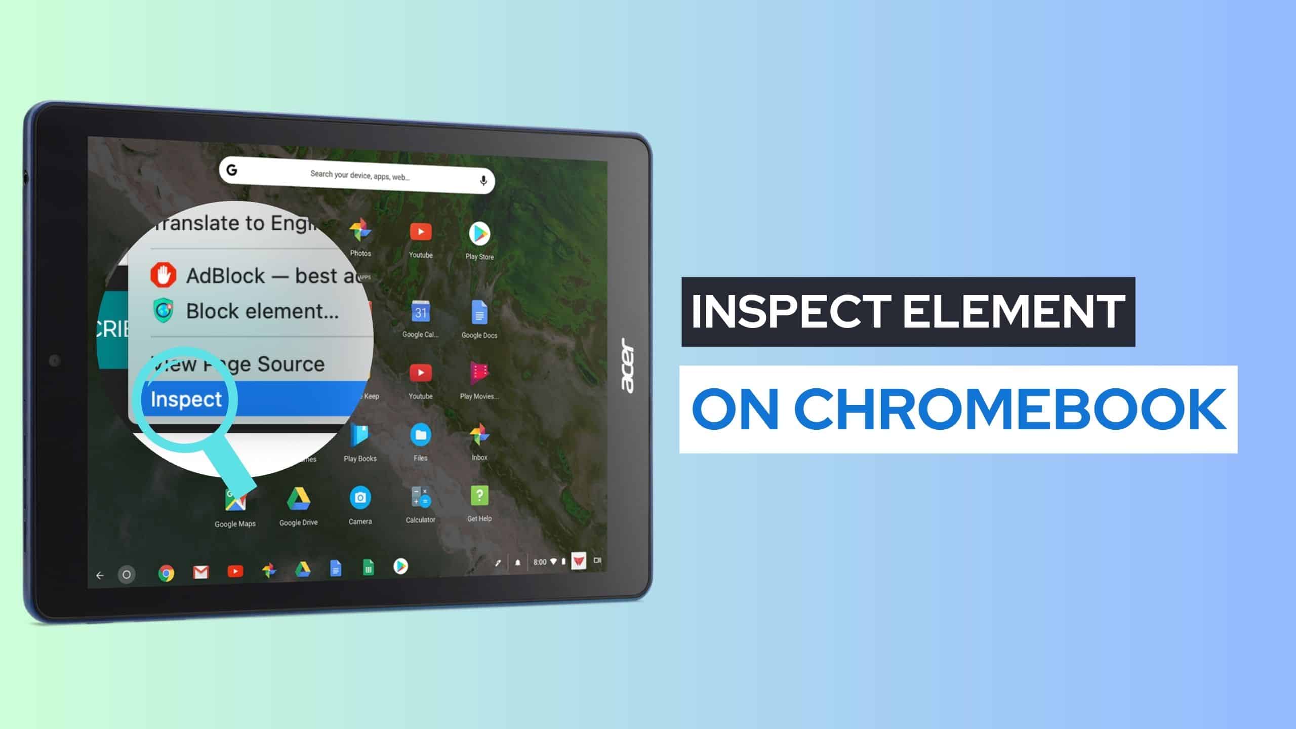 how to inspect element on chromebook when blocked