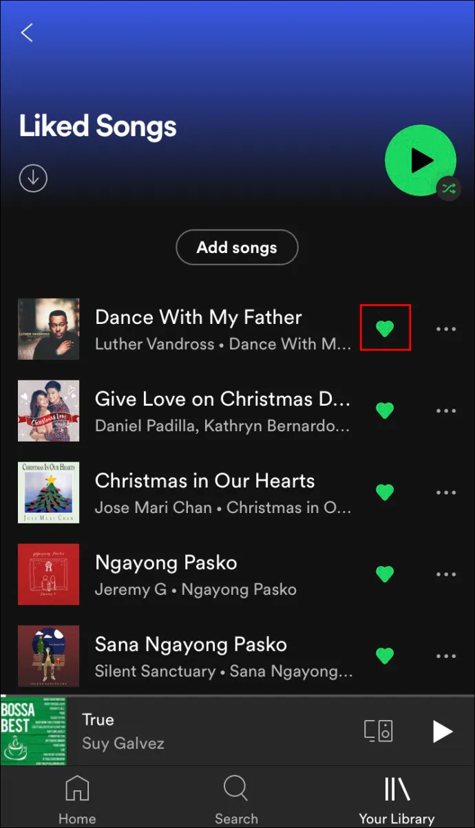 how to remove all liked songs on spotify