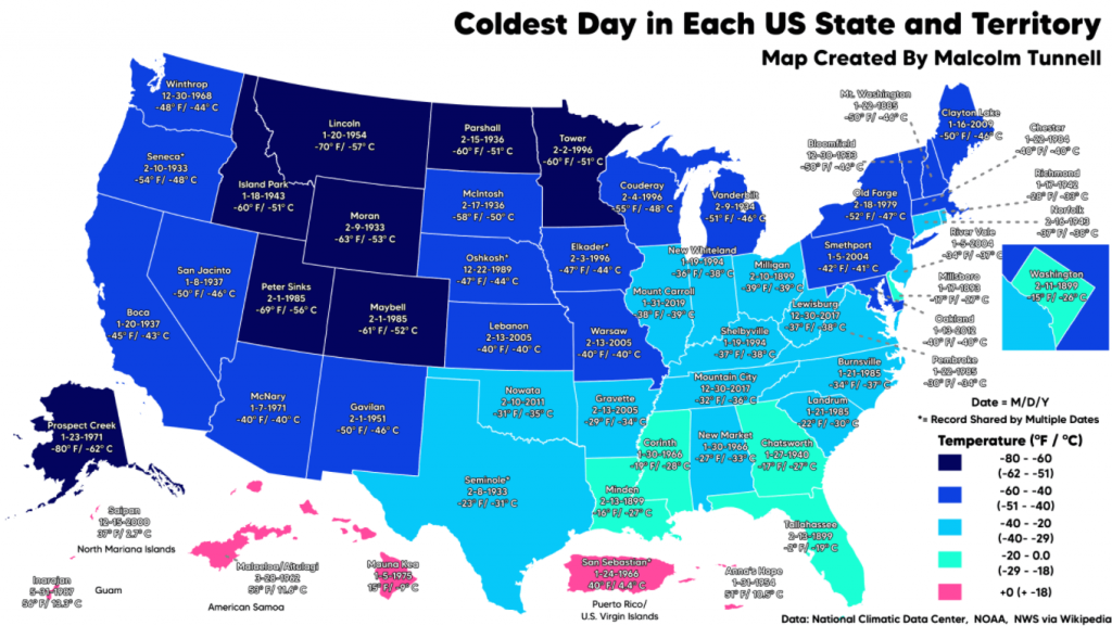 coldest state in the us