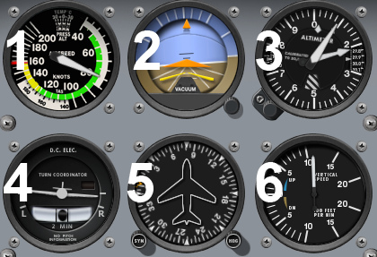 what is the nickname for the six basic aircraft instruments