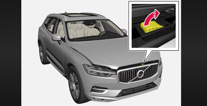 how to open volvo xc90 hood