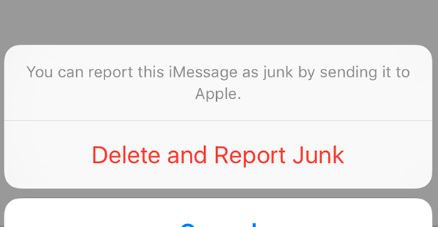 accidentally reported text as junk