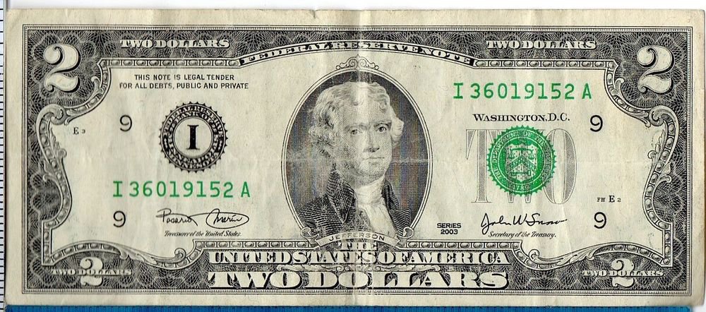 2003 two dollar bill value