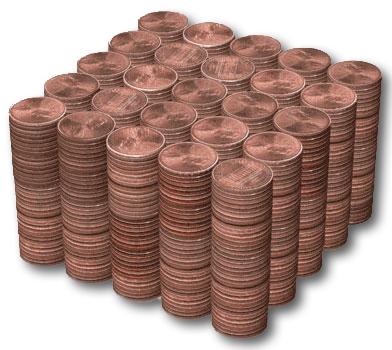 how much does 1000 pennies weigh