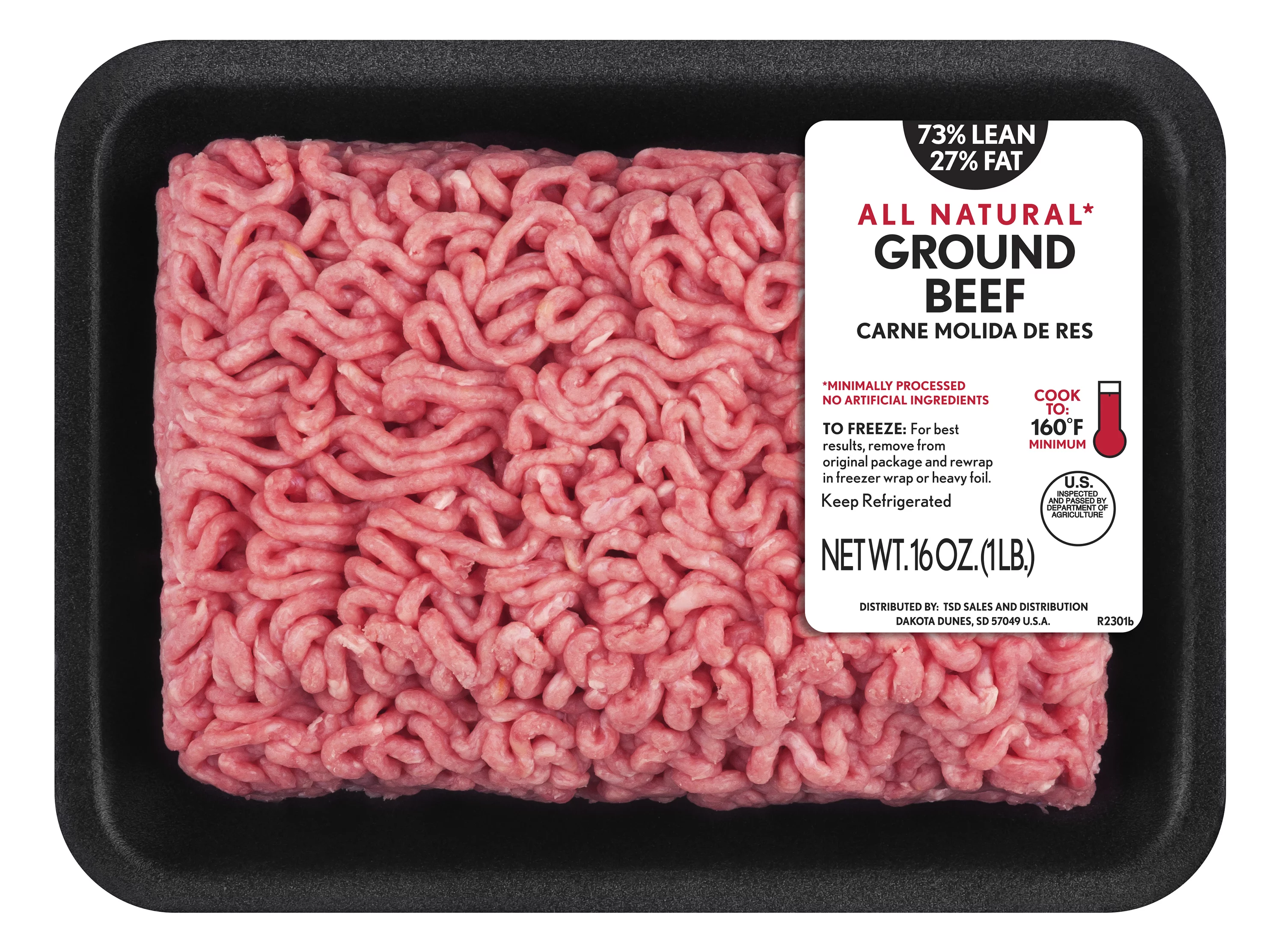 how much protein is in 1 pound of ground beef