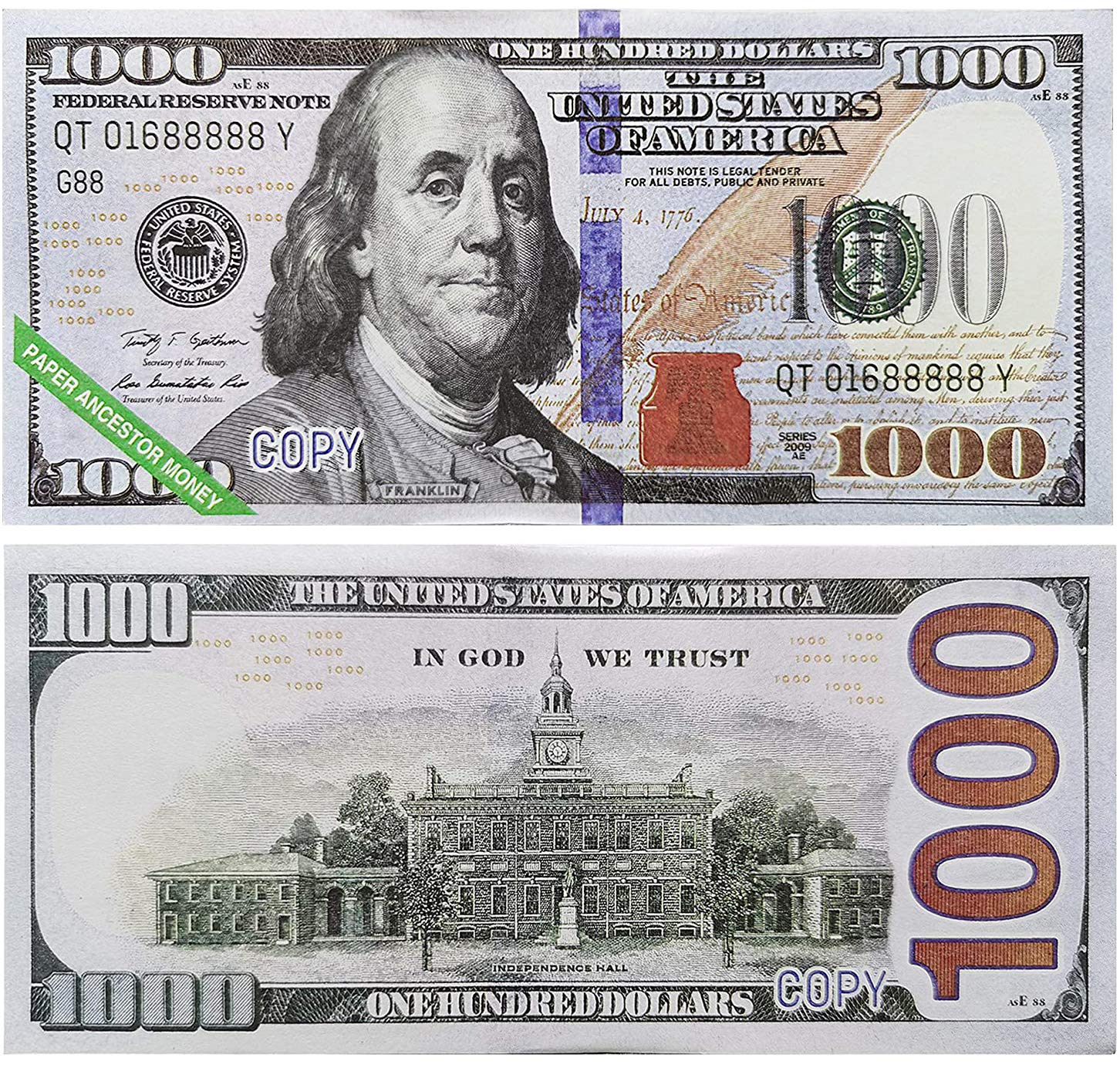 1000 dollars note