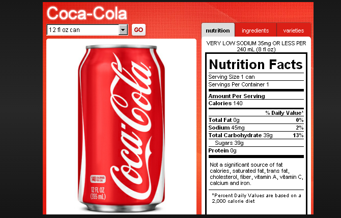 coca cola can nutrition facts