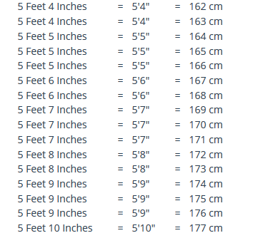 1 70 m hotsell in feet and inches