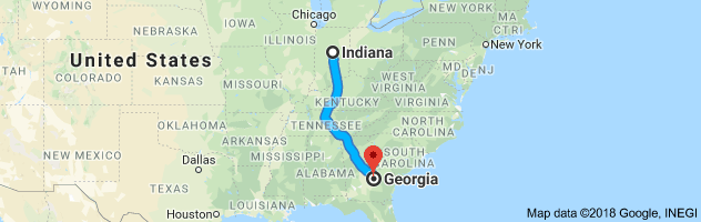 how far is indiana from georgia