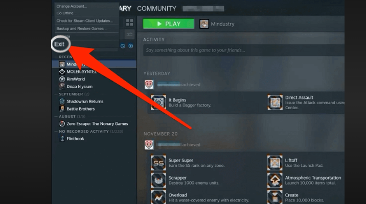 how to log off of steam