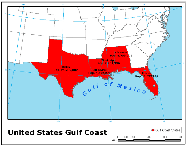 what states border the gulf of mexico