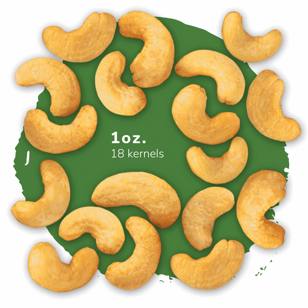 how many cashews in 1 oz