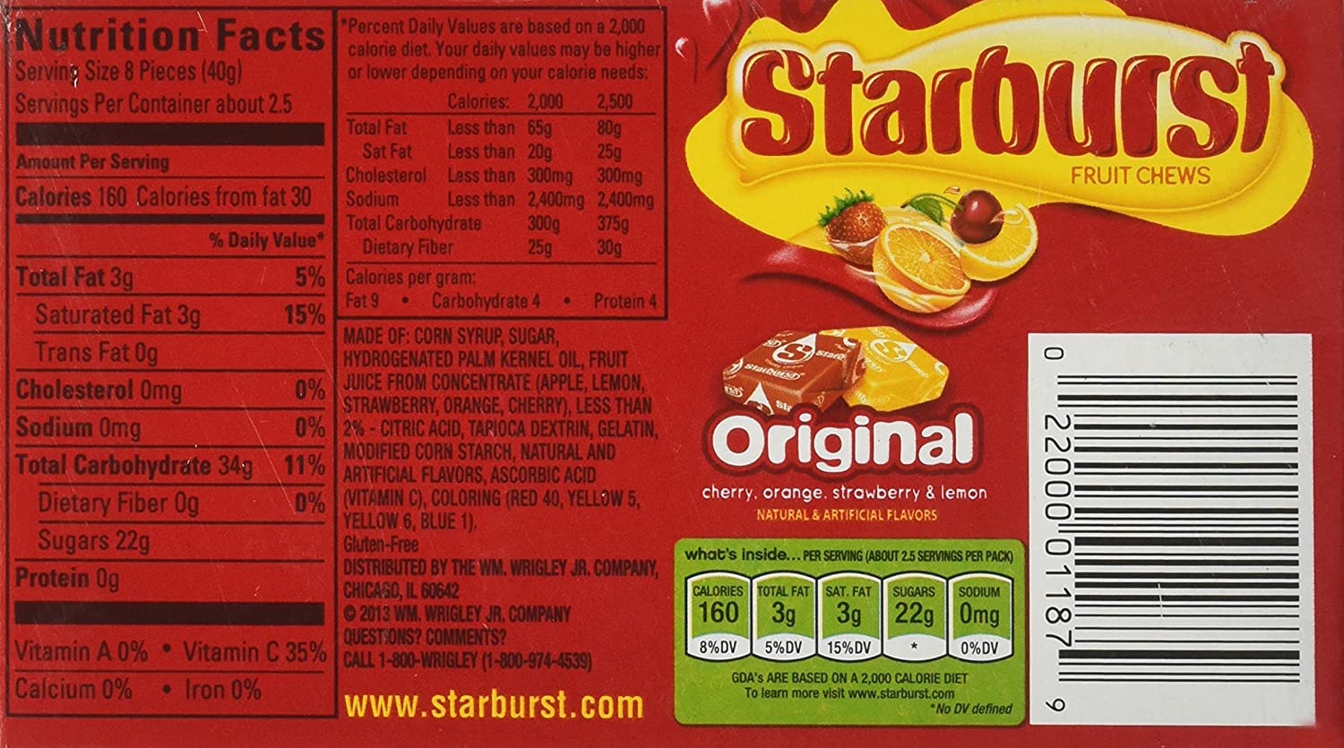 carbs in starburst