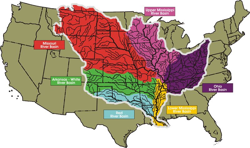 how many states does the mississippi river touch