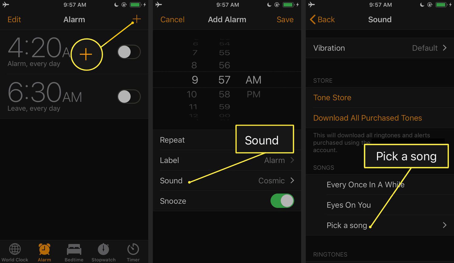 how to set a future alarm on iphone