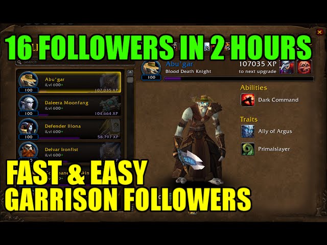 wow legion how to upgrade followers