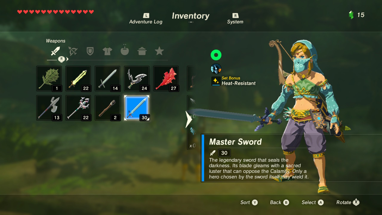 how many hearts for master sword botw